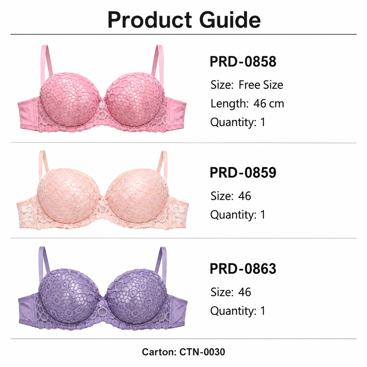 Women's Padded Lace Bra with Adjustable Straps, Pack of 3 | Floral Lace Design, Back Hook Closure, Everyday Wear, Soft & Comfortable, 3 Colours Included – صورة 2