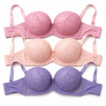 Women's Padded Lace Bra with Adjustable Straps, Pack of 3 | Floral Lace Design, Back Hook Closure, Everyday Wear, Soft & Comfortable, 3 Colours Included – صورة 1