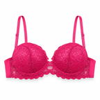 Women's Padded Lace Bra with Adjustable Straps, 3 Colours-Size 42 | Floral Lace Design, Back Closure, Daily Wear, Underwired Support, Scalloped Trim – صورة 3