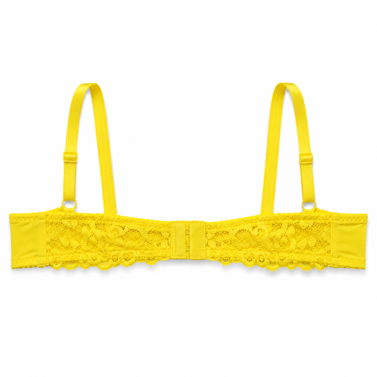 Yellow Lace Padded Bra with Adjustable Straps, Size 40 | Floral Lace Design, Back Closure, Padded Cups, Daily Wear, Women's Lingerie – صورة 2