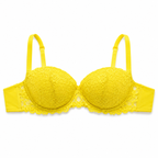 Yellow Lace Padded Bra with Adjustable Straps, Size 40 | Floral Lace Design, Back Closure, Padded Cups, Daily Wear, Women's Lingerie – صورة 3