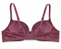 Women's Push-Up Lace Bra Dusty Pink with Adjustable Straps | Padded Cups, Floral Lace Design, Multi-Hook Back Closure, Lightweight Fabric, Size 50 – صورة 1
