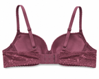 Women's Push-Up Lace Bra Dusty Pink with Adjustable Straps | Padded Cups, Floral Lace Design, Multi-Hook Back Closure, Lightweight Fabric, Size 50 – صورة 1