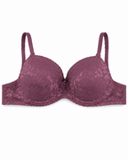 Women's Push-Up Lace Bra Dusty Pink with Adjustable Straps | Padded Cups, Floral Lace Design, Multi-Hook Back Closure, Lightweight Fabric, Size 50 – صورة 3