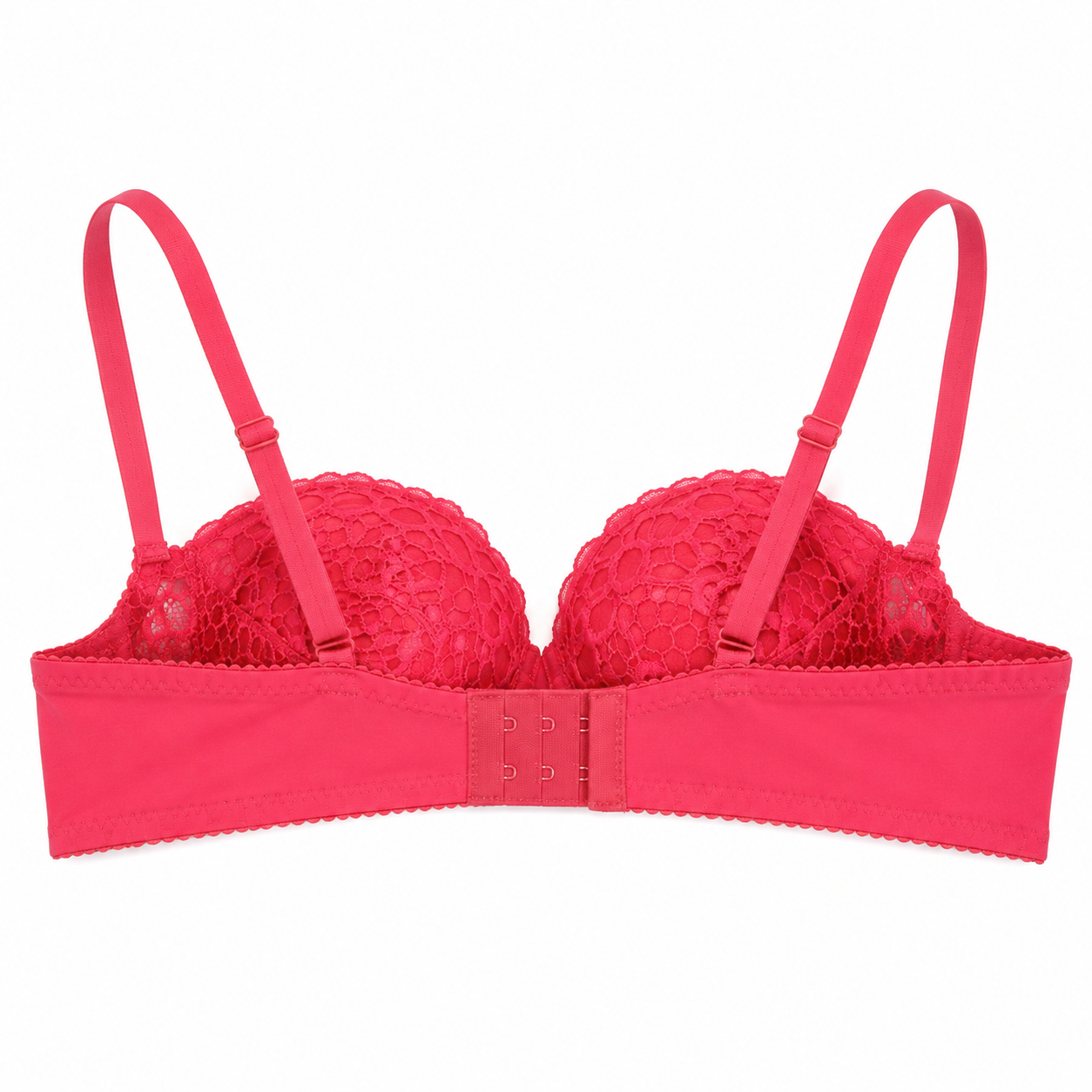 Women's Padded Lace Bra Pink Floral with Adjustable Straps-Size 44 | Hook & Eye Back Closure, Underwired Support, Lace Overlay Cups, Daily Wear, Size 44 – صورة 2