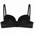 Women's Padded Lace Bra with Adjustable Straps & Back Hook-Size 44 | 2-Pack Set, Beige & Black, Floral Lace Design, Daily Wear, Front Closure – صورة 1