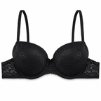 Women's Padded Lace Bra with Adjustable Straps & Back Hook-Size 44 | 2-Pack Set, Beige & Black, Floral Lace Design, Daily Wear, Front Closure – صورة 2