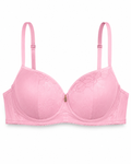 Pink Padded Push-Up Bra with Lace Cups, Size 50 | Adjustable Straps, Back Hook Closure, Lace Detail Cups, Lightweight Fit, Daily Wear – صورة 3