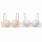 Women's Padded Balconette Bra with Adjustable Straps, 2-Pack | Lace Detail Cups, Back Closure, Nude & White, All-Day Comfort, Daily Wear-52 – صورة 1