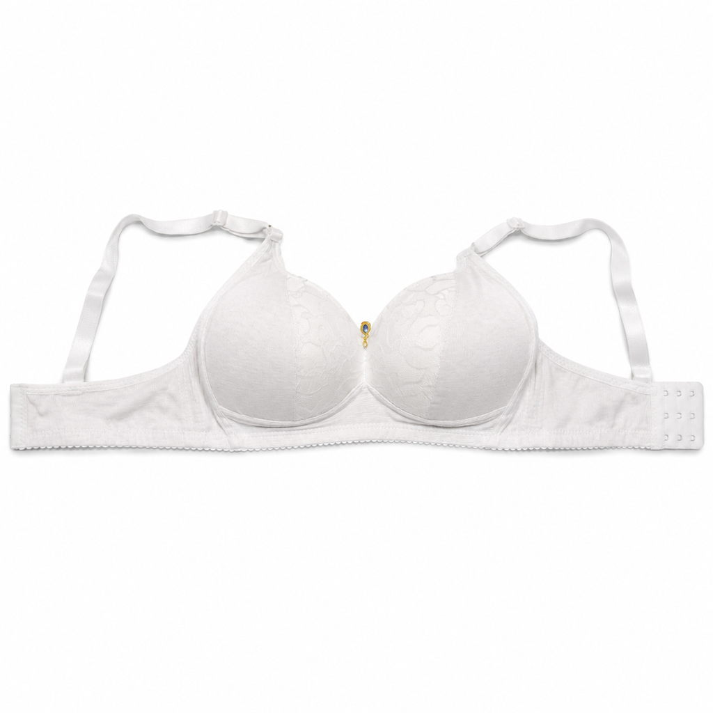 Women's Padded Balconette Bra with Adjustable Straps, 2-Pack | Lace Detail Cups, Back Closure, Nude & White, All-Day Comfort, Daily Wear-52 – صورة 4
