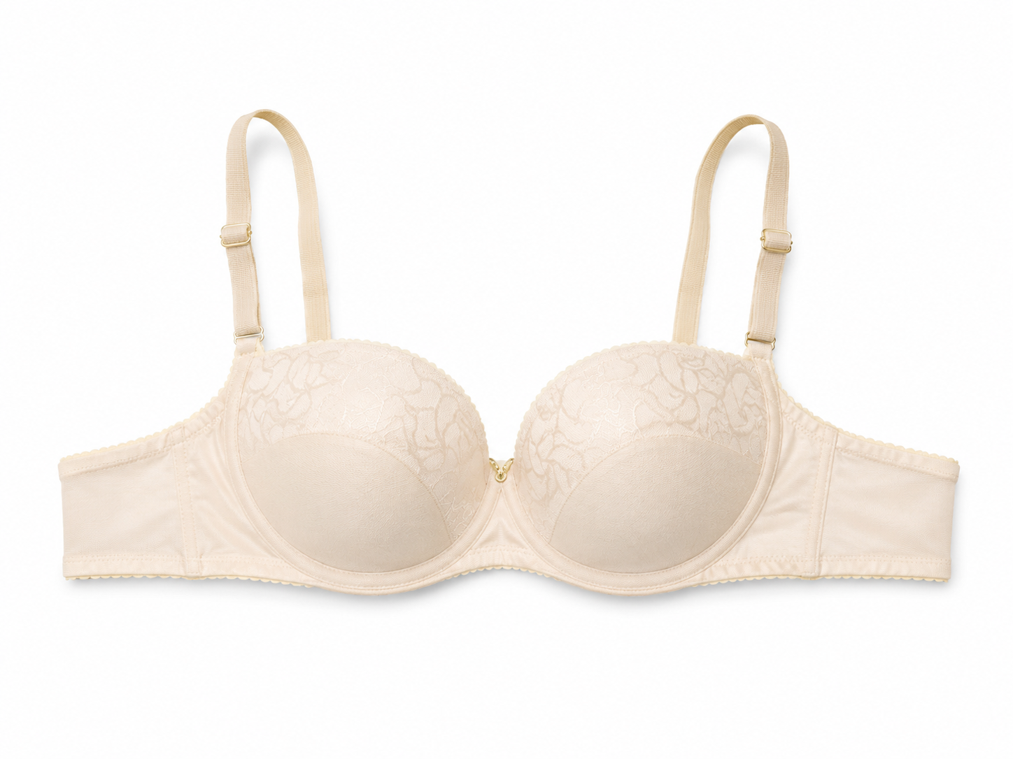 Women's Padded Balconette Bra with Adjustable Straps, 2-Pack | Lace Detail Cups, Back Closure, Nude & White, All-Day Comfort, Daily Wear-52 – صورة 3