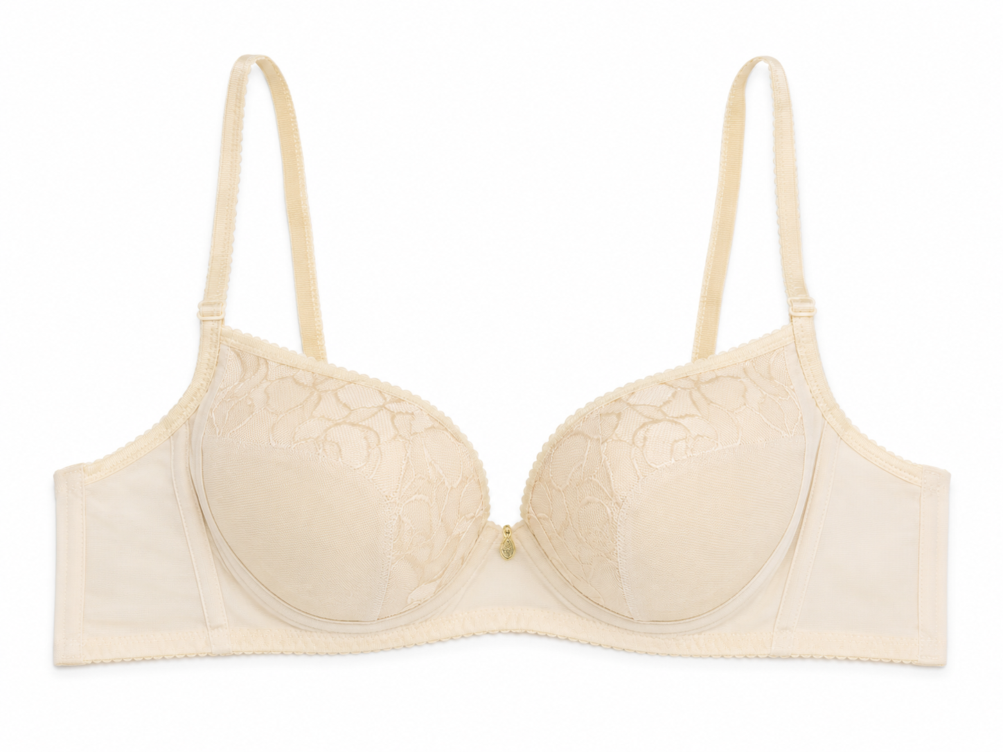 Women's Padded Balconette Bra with Adjustable Straps, 2-Pack | Lace Detail Cups, Back Closure, Nude & White, All-Day Comfort, Daily Wear-52 – صورة 4
