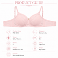 Women's Padded Lace Bra in Light Pink with Adjustable Straps-Size 56 | Floral Lace Detail, Back Closure, Daily Wear, Soft & Comfortable, Underwired Support – صورة 1