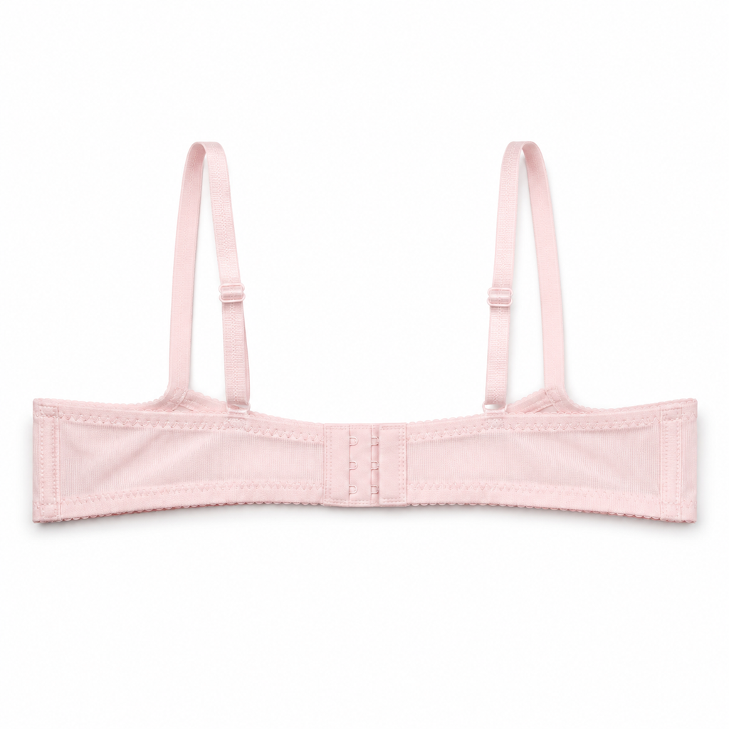 Women's Padded Lace Bra in Light Pink with Adjustable Straps-Size 56 | Floral Lace Detail, Back Closure, Daily Wear, Soft & Comfortable, Underwired Support – صورة 4