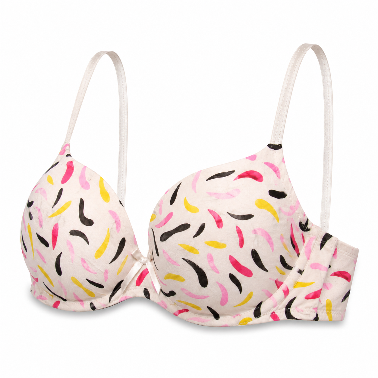 Women's Padded Bra with Colourful Print and Adjustable Straps-Size 38 | Multicolour Print, Padded Cups, Adjustable Straps, Back Closure, Everyday Wear – صورة 2