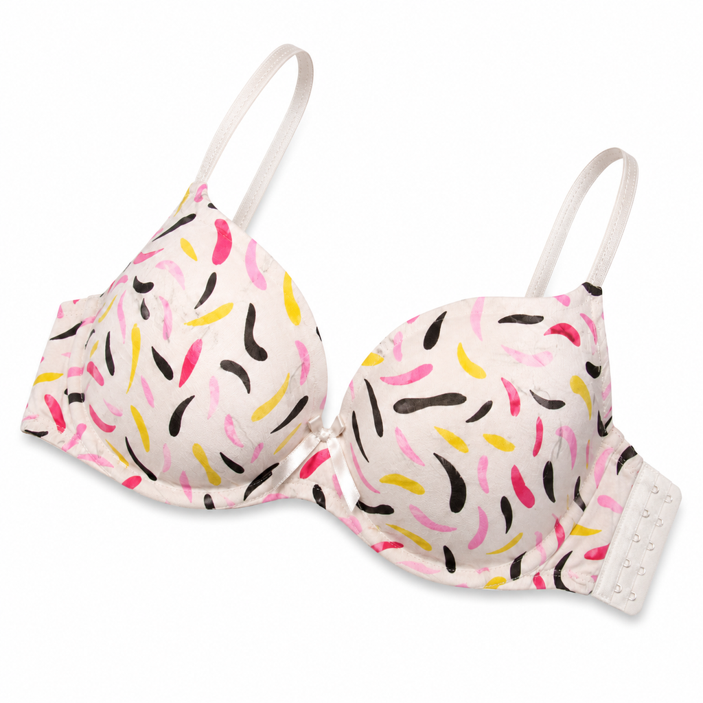 Women's Padded Bra with Colourful Print and Adjustable Straps-Size 38 | Multicolour Print, Padded Cups, Adjustable Straps, Back Closure, Everyday Wear – صورة 3