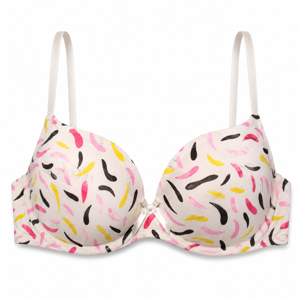 Women's Padded Bra with Colourful Print and Adjustable Straps-Size 38 | Multicolour Print, Padded Cups, Adjustable Straps, Back Closure, Everyday Wear – صورة 4