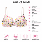Women's Padded Bra with Colourful Print and Adjustable Straps-Size 38 | Multicolour Print, Padded Cups, Adjustable Straps, Back Closure, Everyday Wear – صورة 5