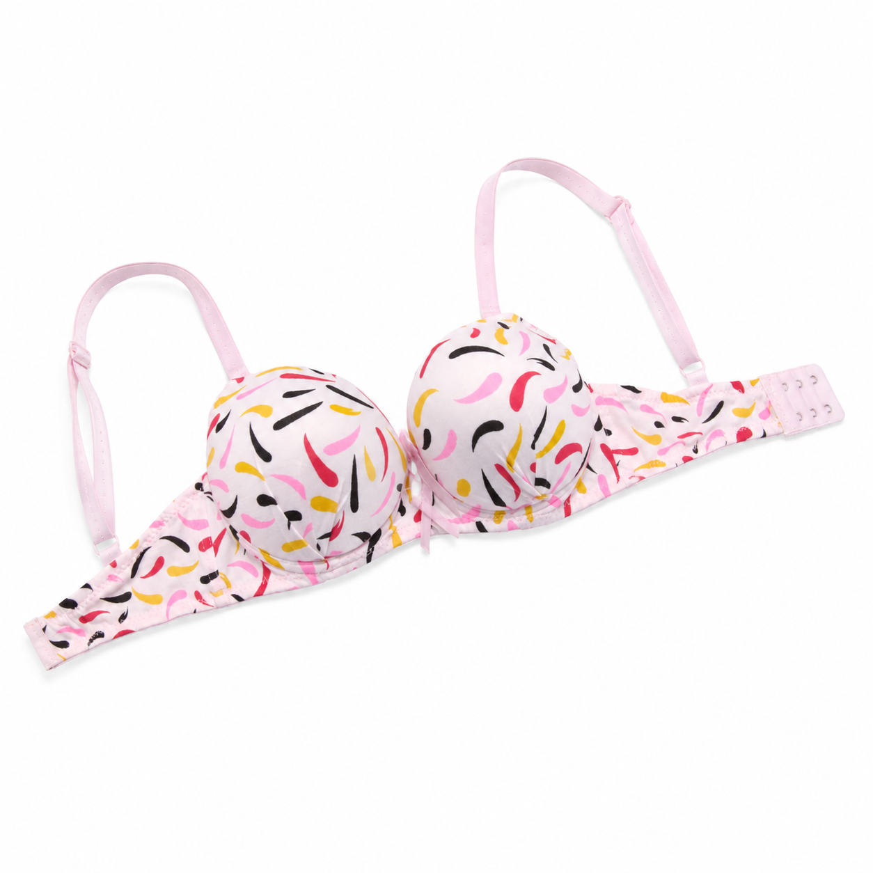 Women's Padded Printed Bra with Adjustable Straps | Multicolour Print, Back Closure, Soft Lightweight Fabric, Daily Wear, Full Coverage Cup – صورة 2
