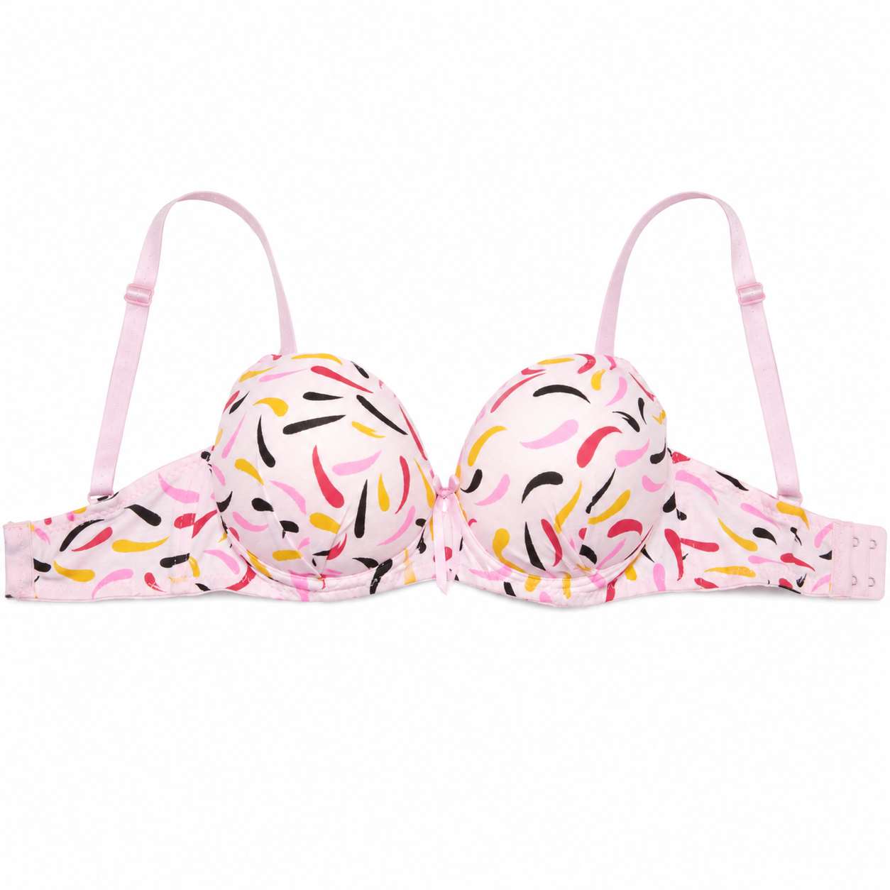 Women's Padded Printed Bra with Adjustable Straps | Multicolour Print, Back Closure, Soft Lightweight Fabric, Daily Wear, Full Coverage Cup – صورة 3