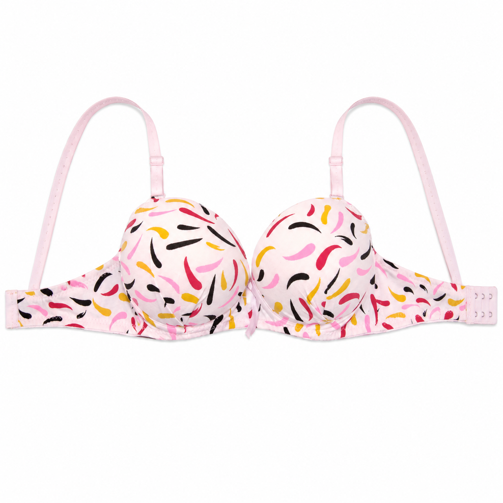 Women's Padded Printed Bra with Adjustable Straps | Multicolour Print, Back Closure, Soft Lightweight Fabric, Daily Wear, Full Coverage Cup – صورة 5