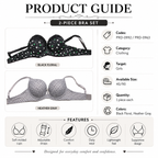 Girls' Push-Up Bra 2-Pack Size 40/90, Black Floral & Grey-Size 40 | Padded Cups, Lace Trim Detail, Adjustable Straps, Daily Wear, Printed Design – صورة 1