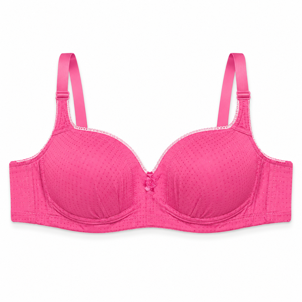 Women's Padded Bra Set of 3, Pink, Printed & Red-Size58 | Adjustable Straps, Multi-Hook Back Closure, Daily Wear, Varied Designs, Soft Fabric – صورة 2