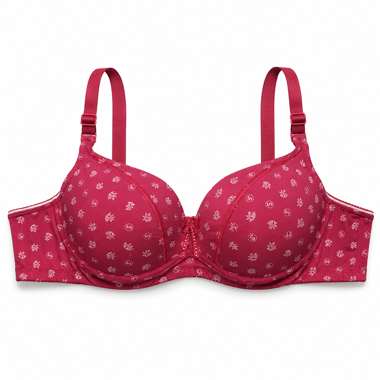 Women's Padded Bra Set of 3, Pink, Printed & Red-Size58 | Adjustable Straps, Multi-Hook Back Closure, Daily Wear, Varied Designs, Soft Fabric – صورة 2