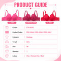 Women's Padded Bra Set of 3, Pink, Printed & Red-Size58 | Adjustable Straps, Multi-Hook Back Closure, Daily Wear, Varied Designs, Soft Fabric – صورة 1