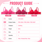 Women's Padded Bra Set of 3, Pink, Printed & Red-Size58 | Adjustable Straps, Multi-Hook Back Closure, Daily Wear, Varied Designs, Soft Fabric – صورة 1