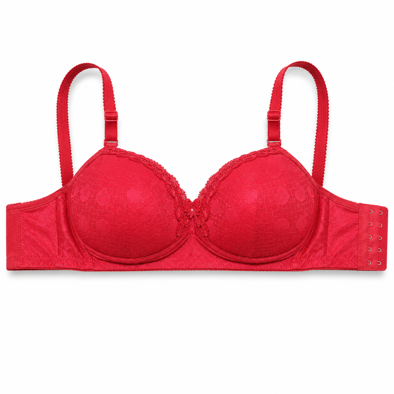 Women's Padded Bra Set of 3, Pink, Printed & Red-Size58 | Adjustable Straps, Multi-Hook Back Closure, Daily Wear, Varied Designs, Soft Fabric – صورة 2