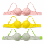 Girls Padded Bra 3-Pack Size 56 Printed Daily Wear | Off White, Beige & Pink, Adjustable Straps, Back Closure, Soft Padded Cups, Floral Print Design – صورة 3