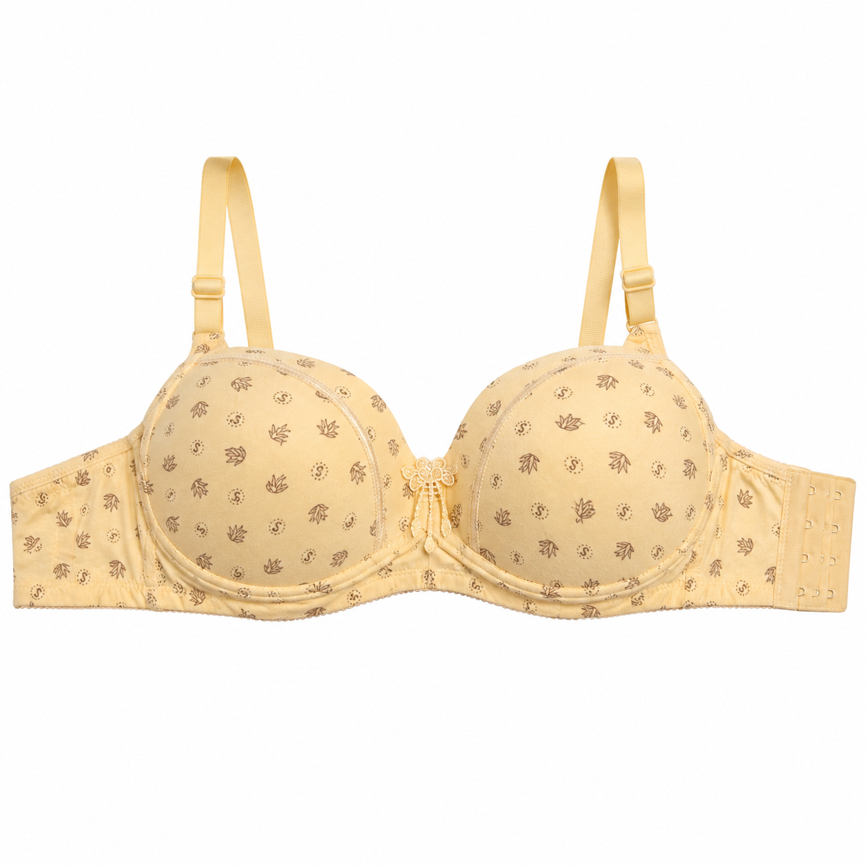 Girls Padded Bra 3-Pack Size 56 Printed Daily Wear | Off White, Beige & Pink, Adjustable Straps, Back Closure, Soft Padded Cups, Floral Print Design – صورة 6