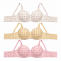 Girls Padded Bra 3-Pack Size 56 Printed Daily Wear | Off White, Beige & Pink, Adjustable Straps, Back Closure, Soft Padded Cups, Floral Print Design – صورة 7
