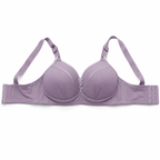 3-Pack Padded Bras Set, Printed White, Light Lilac & Burgundy Red-Size 58 | Adjustable Straps, Multi-Hook Back Closure, Daily Wear, Varied Colours, Soft Fabric – صورة 2