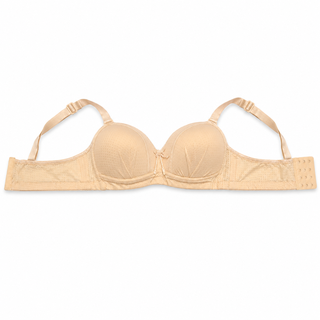 Girls' Push-Up Bra 2-Pack Size 56 Nude Beige & Pink Print | Padded Cups, Adjustable Straps, Back Hook Closure, Daily Wear, Floral Print Detail – صورة 3