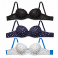 Girls' Push-Up Bra 3-Pack Size 50 Lace & Printed | Padded Cups, Adjustable Straps, Back Closure, 3 Colours Included, Daily Wear – صورة 3