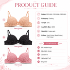 Women's Padded Push-Up Bra Set of 3, Size 38 | Printed Design, Adjustable Straps, Daily Wear, 3 Colours Included, Back Closure – صورة 1