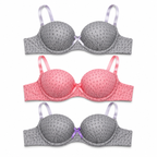 Girls' Push-Up Bra 2-Pack Size 40/90, Black Floral & Grey-Size 40 | Padded Cups, Lace Trim Detail, Adjustable Straps, Daily Wear, Printed Design – صورة 1