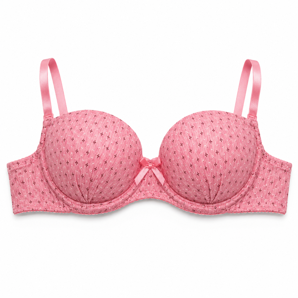 Girls' Push-Up Bra 2-Pack Size 40/90, Black Floral & Grey-Size 40 | Padded Cups, Lace Trim Detail, Adjustable Straps, Daily Wear, Printed Design – صورة 3