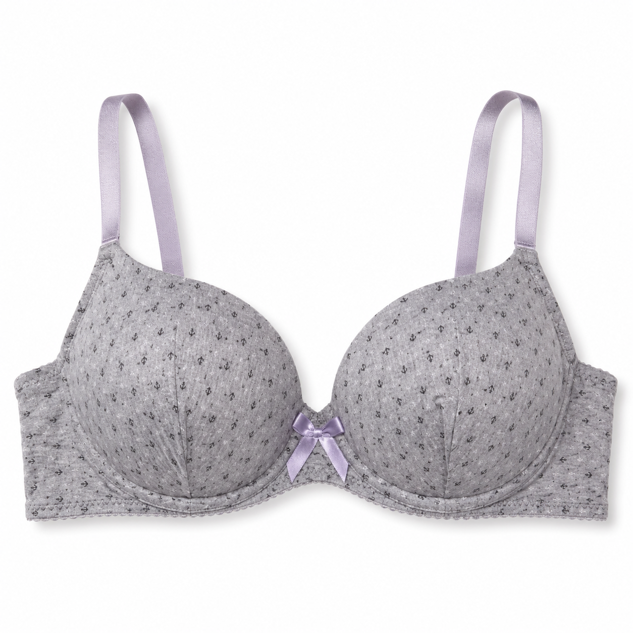 Girls' Padded Bra 2-Pack Size 40 Pink & Gray Printed | Adjustable Straps, Back Closure, Padded Cups, Daily Wear, Soft Lightweight Fabric – صورة 1