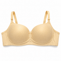 Women's Padded Bra 2-Pack Size 50, Beige and Light Pink | Adjustable Straps, Back Hook Closure, Daily Wear, Soft Lining, Dotted Texture Cups – صورة 1