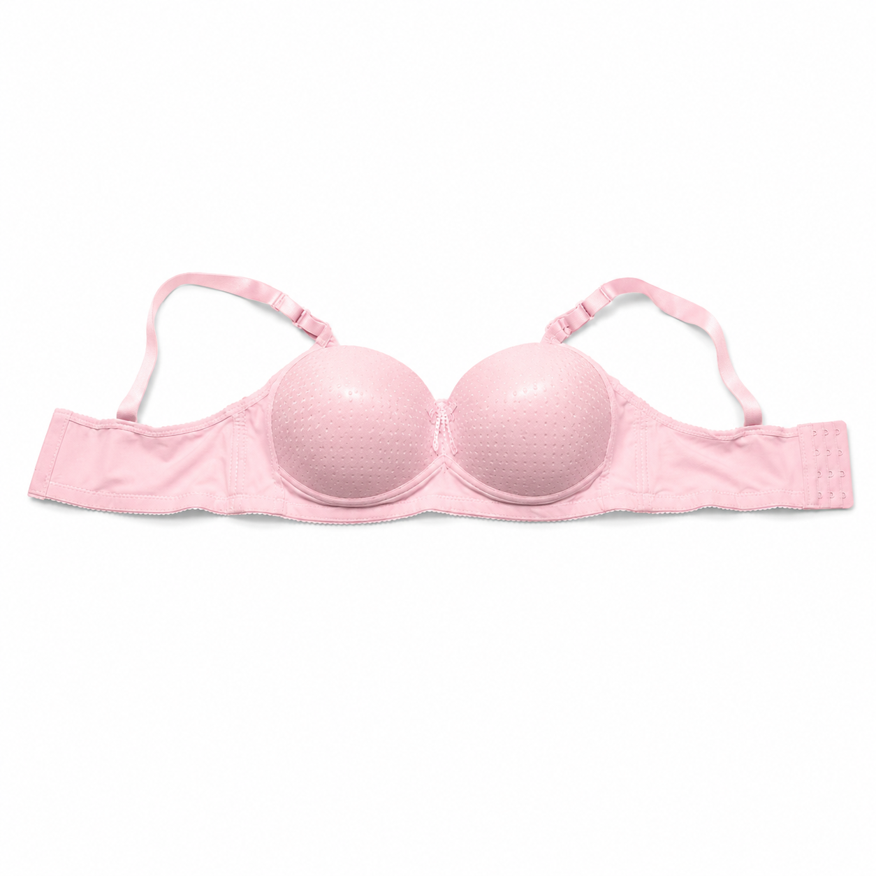 Women's Padded Bra 2-Pack Size 50, Beige and Light Pink | Adjustable Straps, Back Hook Closure, Daily Wear, Soft Lining, Dotted Texture Cups – صورة 2
