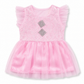 Baby Girls Red Lace & Tulle Party Dress, Size 1Y | Flutter Sleeves, Rhinestone Detail, Satin Underskirt, 36 x 22 cm, Occasions Wear – صورة 1