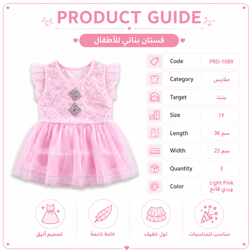 Baby Girls Red Lace & Tulle Party Dress, Size 1Y | Flutter Sleeves, Rhinestone Detail, Satin Underskirt, 36 x 22 cm, Occasions Wear – صورة 2