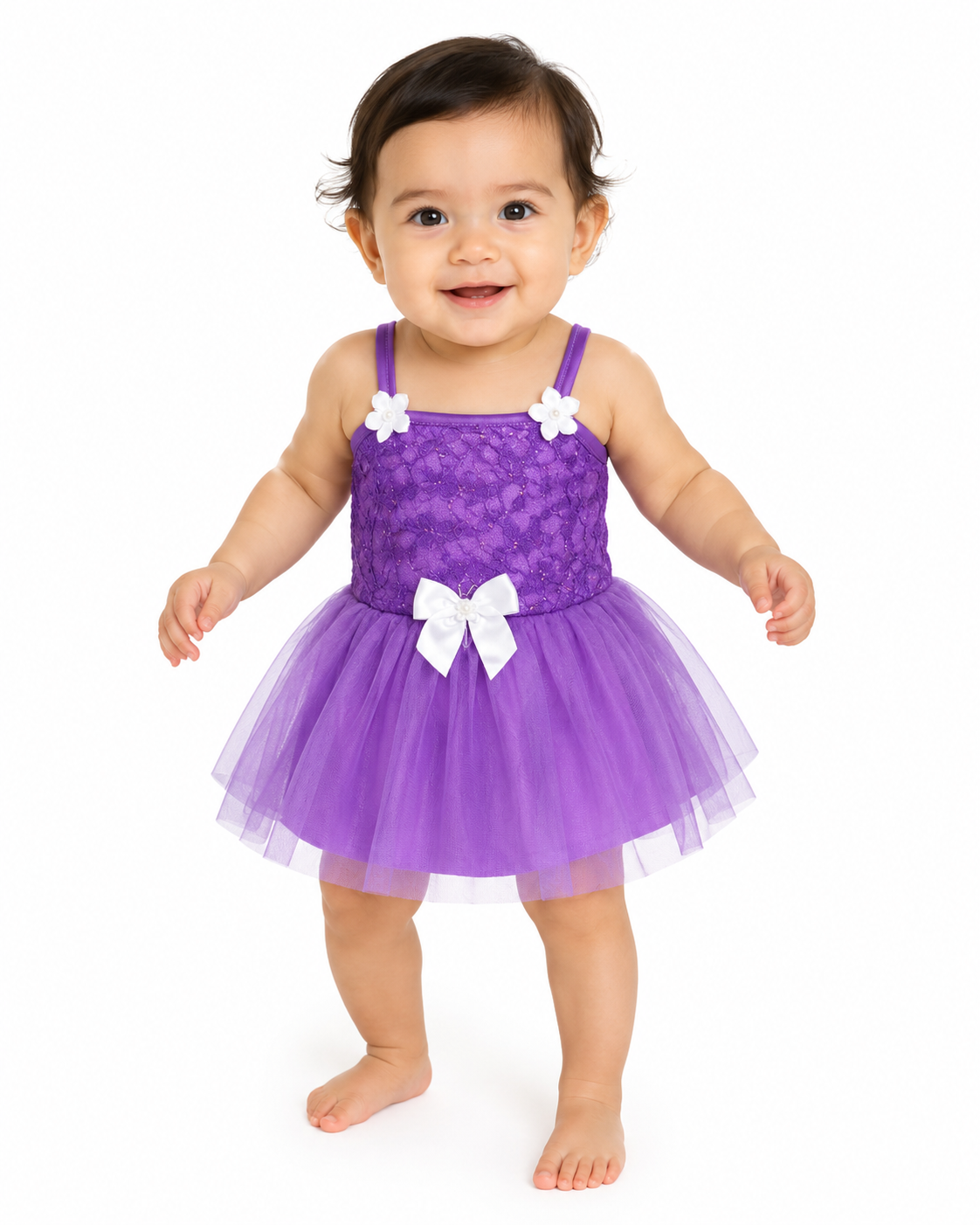 Baby Girls Pink Lace & Tulle Dress with Bow, Pink -Size -1Y | Floral Lace Bodice, Layered Tulle Skirt, Flower Strap Detail, 41 x 22 cm, Parties & Occasions – صورة 2