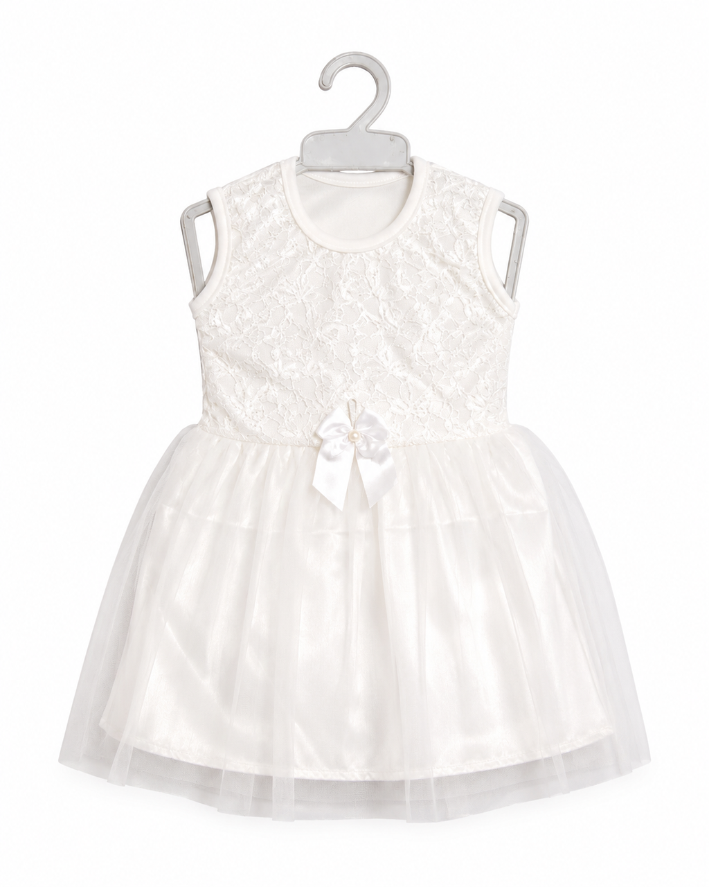 Baby Girls Lace Tulle Party Dress Age 2,Off white | Sleeveless Design, Tulle Skirt, Satin Bow Detail, Lace Bodice, For Parties & Occasions – صورة 3