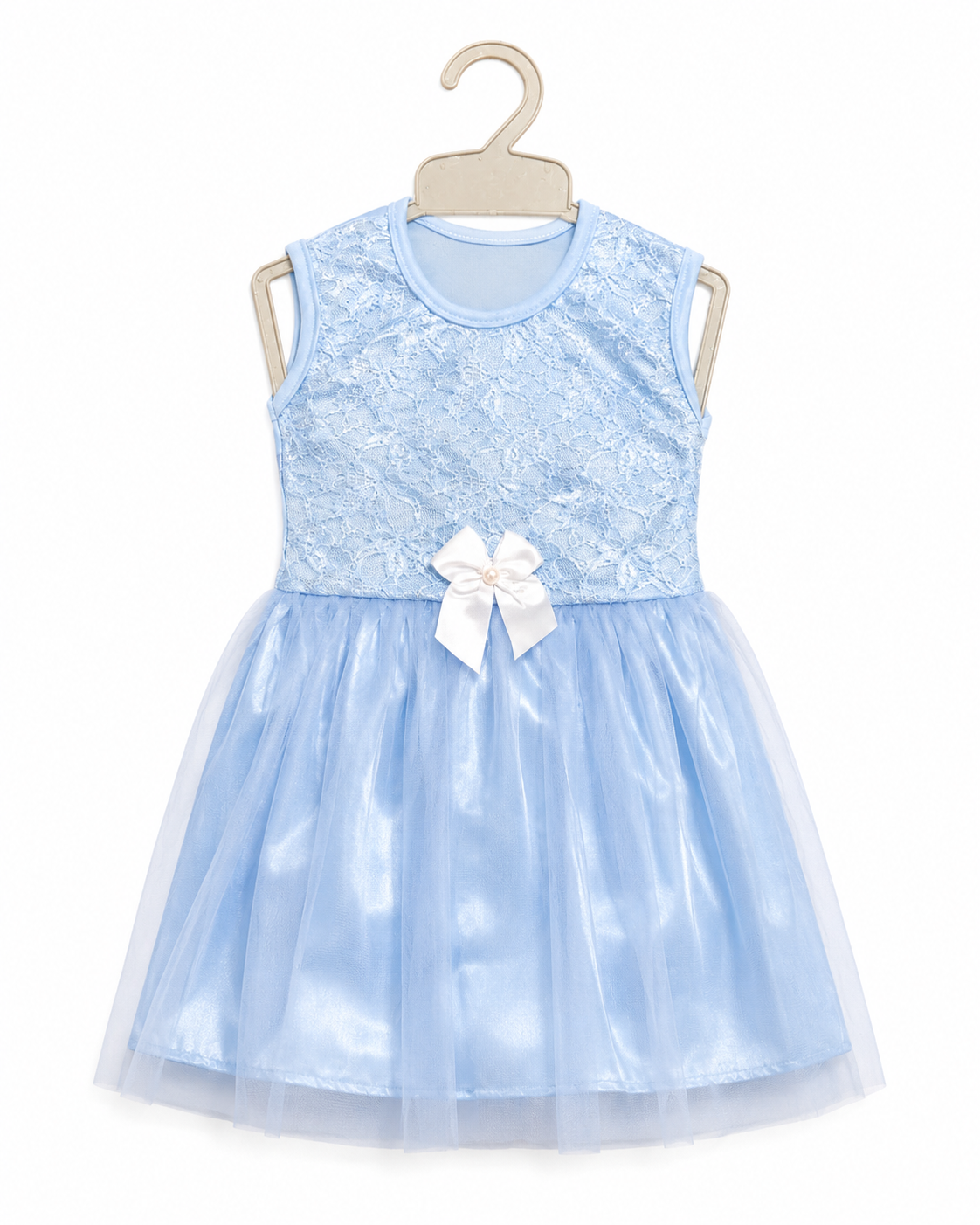 Baby Girls Lace Tulle Party Dress Age 2, Baby Blue | Sleeveless Design, Tulle Skirt, Satin Bow Detail, Lace Bodice, For Parties & Occasions – صورة 2