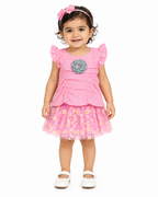 Girls 2-Piece Smocked Top & Floral Tulle Skirt Set, Pink-Size 2 Years | Flutter Sleeves, Daisy Print Skirt, Flower Appliqué, Age 2 Years, Parties & Occasions – صورة 5