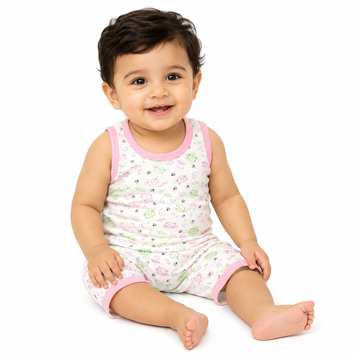 طقم أطفال توب وشورت بنقشة ناعمة